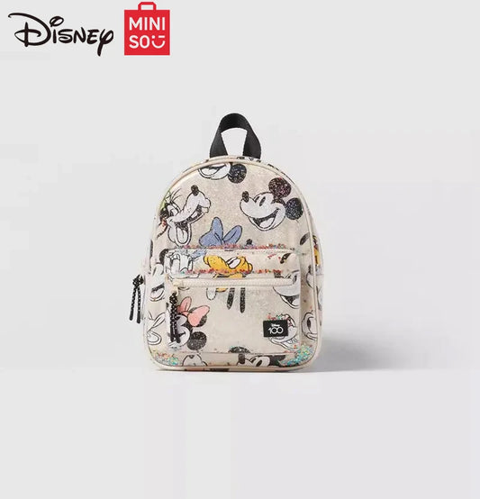 Disney Girl Waterproof Sequin Backpack Mickey Mouse Print Girl Travel Storage Fashion Cartoon Cute Girl Baby Mini Backpack