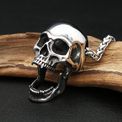 Gothic Vintage Stainless Steel Skull Pendant Necklace For Men Women Punk Skull Bottle Opener Necklace Biker Jewelry Accessories