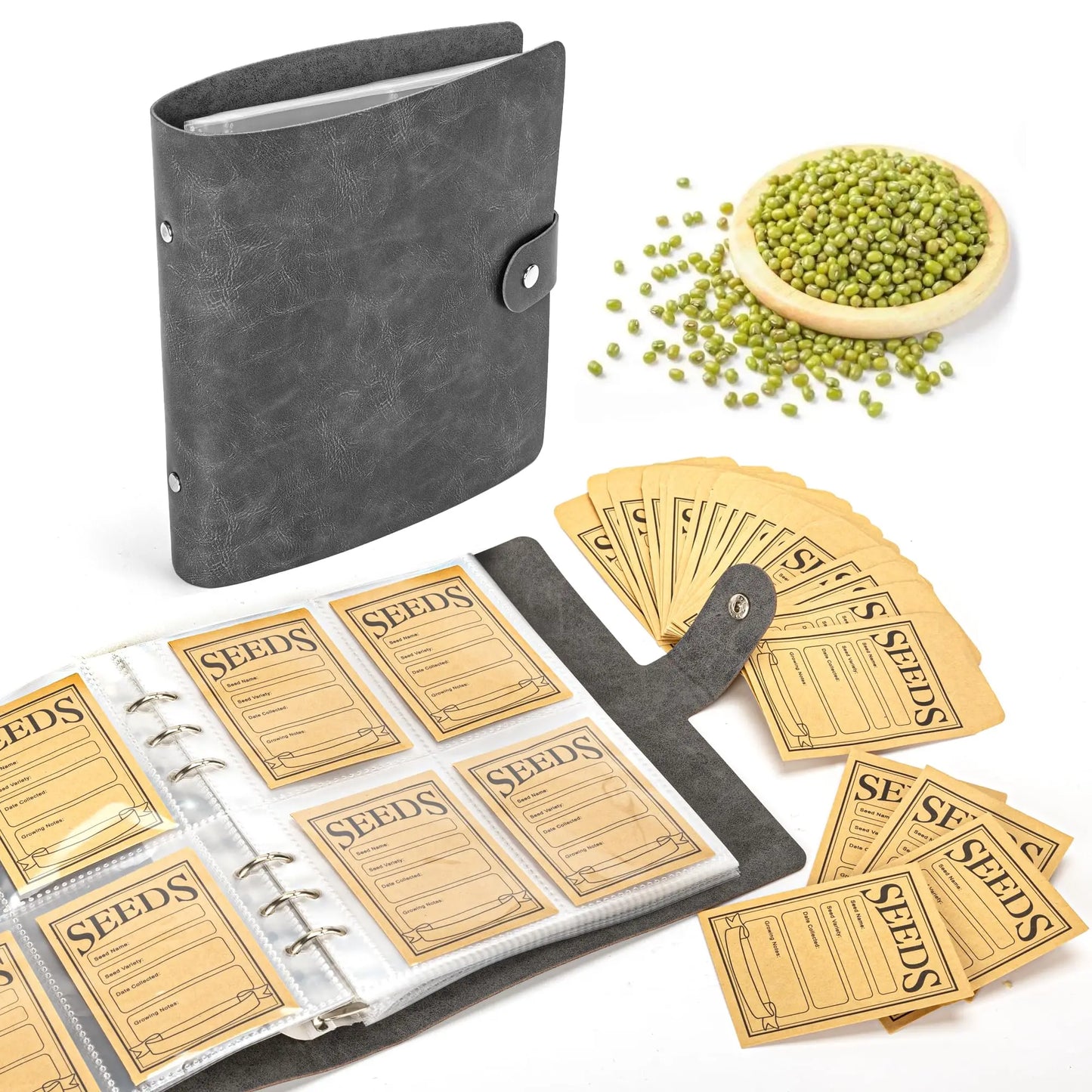 1 Set Garden Seeds Storage Organizers with 50pcs Self-Sealing Seed Envelopes Seed Organizer Binder Seed Packet Organizer