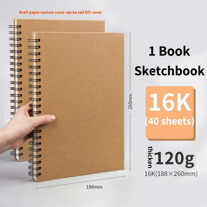 Borrence Spiral Sketchbook – Thick 160 GSM Paper in A3/A4/A5/8K/16K Sizes for Drawing, Watercolor & Art School Use