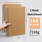 Borrence Spiral Sketchbook – Thick 160 GSM Paper in A3/A4/A5/8K/16K Sizes for Drawing, Watercolor & Art School Use