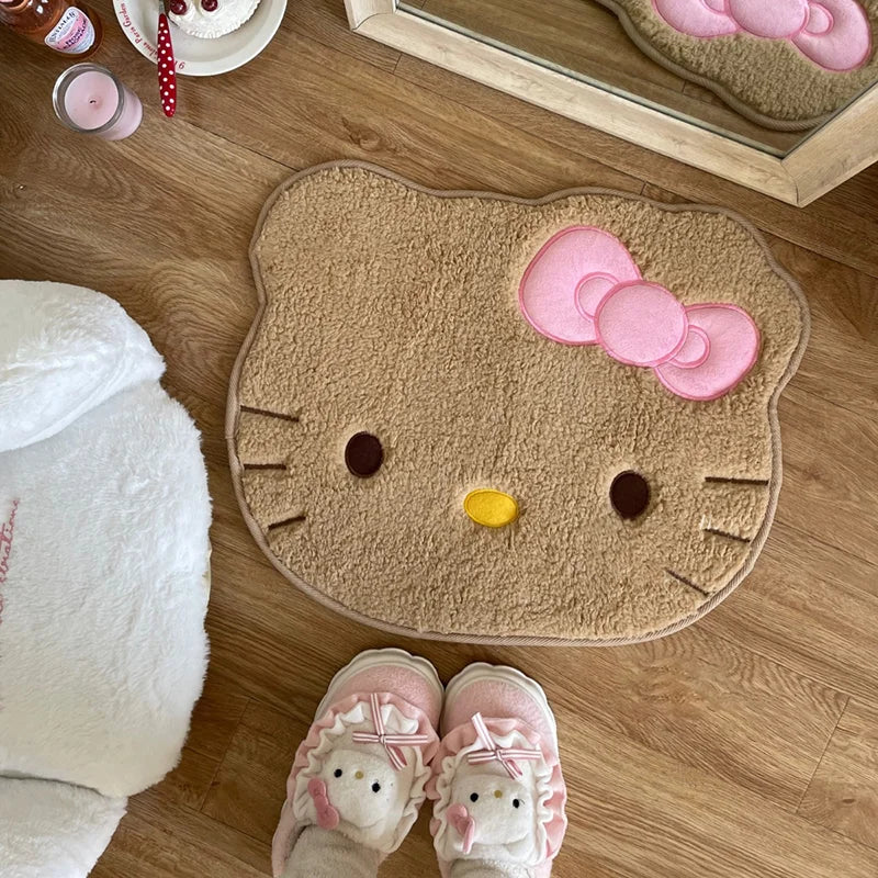 50*60cm Hello Kitty Bath Mat Anti Slip Bathroom Rug Cartoon Anime Bedroom Plush Rug Living Room Cute Floor Mat Doormat Decoration