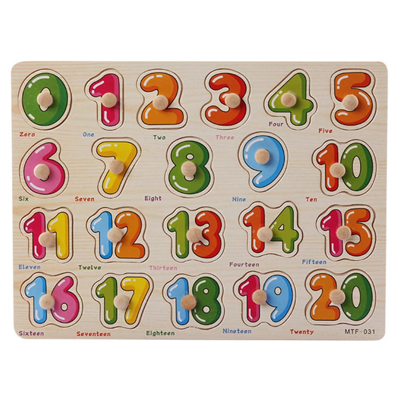 Baby Wooden Puzzles Montessori Toys 1 2 Years Toddler Toys Hand Grab Board Alphabet Number Cognition Learning Educational Toys