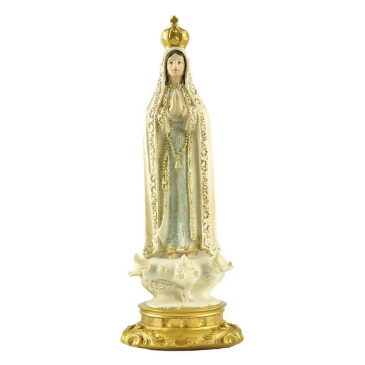 Our Lady of Fatima Blessed Virgin Mother Mary Catholic Religious Gifts 8 Inch Colored Resin Statue Figurine