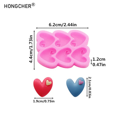Heart-Shaped Silicone Mold DIY Hair Clip & Hair Band Resin Accessories Drip Mold Chocolate Cake Dessert Decoration Mold