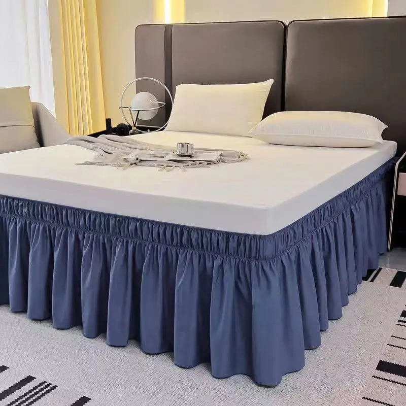 Pretty Comfort Ruffles Bed Skirts With Double Layers Elastic Belts-Wrinkle & Fade Resistant Fabric-15 and 18 Inch Height