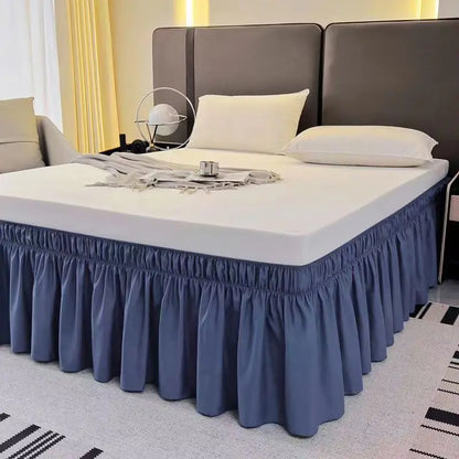 Pretty Comfort Ruffles Bed Skirts With Double Layers Elastic Belts-Wrinkle & Fade Resistant Fabric-15 and 18 Inch Height
