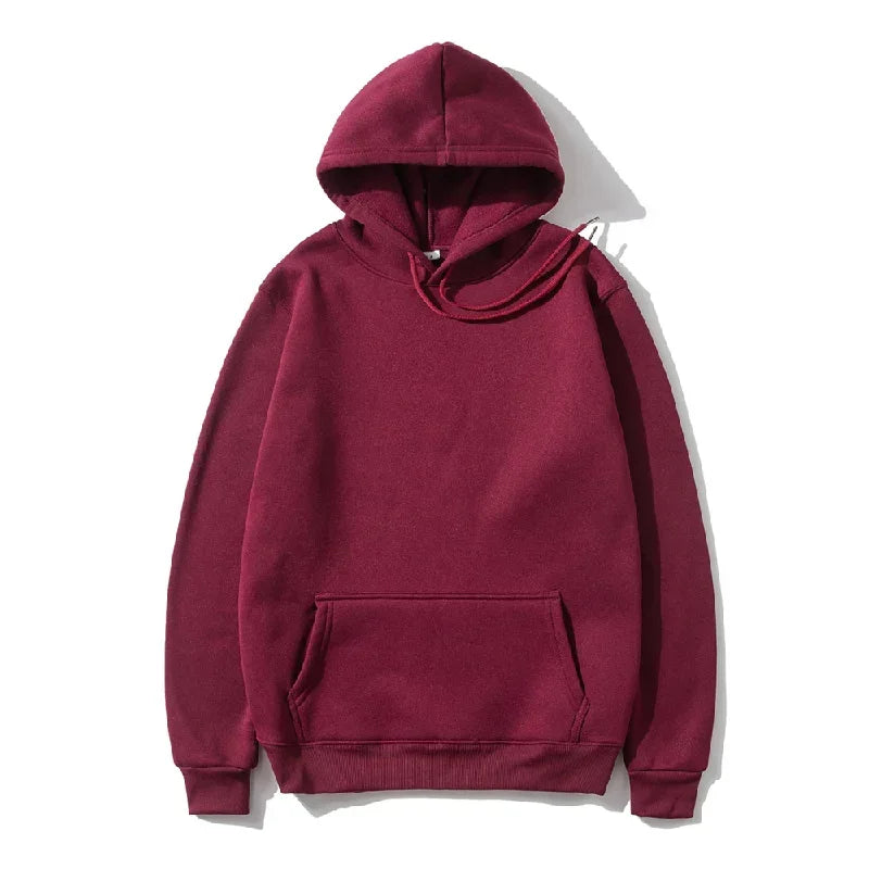 Men's and Women's Solid Color Pocket Pullover Hoodies