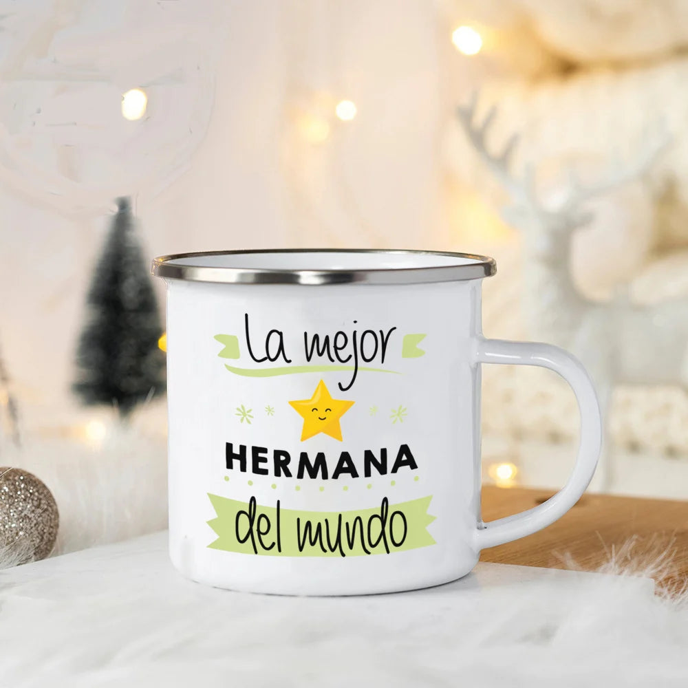 World's Best Dad and Mom Print Coffee Mug Unique Fathers Day Gift and Mothers Day Gifts Drink Wine Juice Tea  Enamel Mug Present
