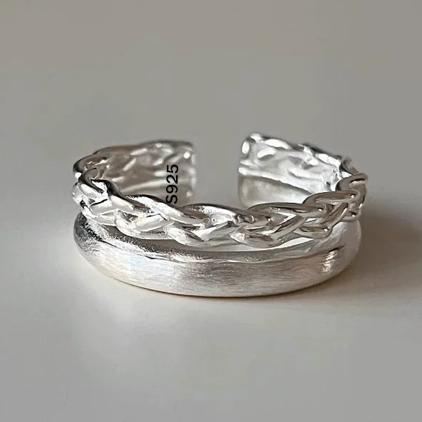 925 Sterling Silver Rings For Women Men Fine Jewelry Finger Adjustable Open Vintage Chain Ring
