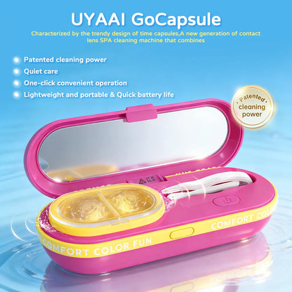 UYAAI GoCapsule Contact Lens Cleaner Contact Cleaning Case Lens Care Patented Cleaning Power Quiet Care Type-C Charging Port