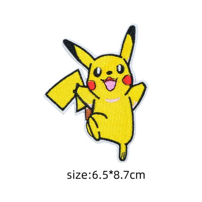 30‑Style Pokemon Embroidery Cloth Patches – Pikachu & Cartoon Iron‑On/Sew‑On Appliques for DIY Clothing