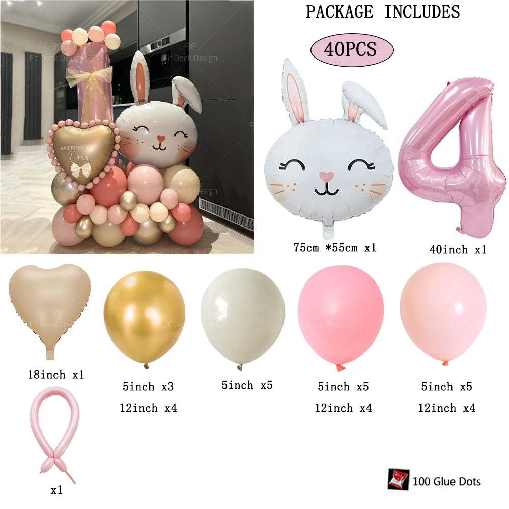 Easter Bunny Balloon with a Number for Kds Celebration