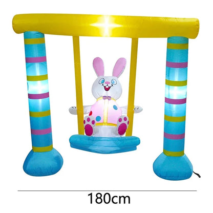 Easter Inflatable Outdoor Toys Easter Bunny Family Eggs Carrot with Build-in LEDs Blow Up Decorations for Party Yard Garden Lawn