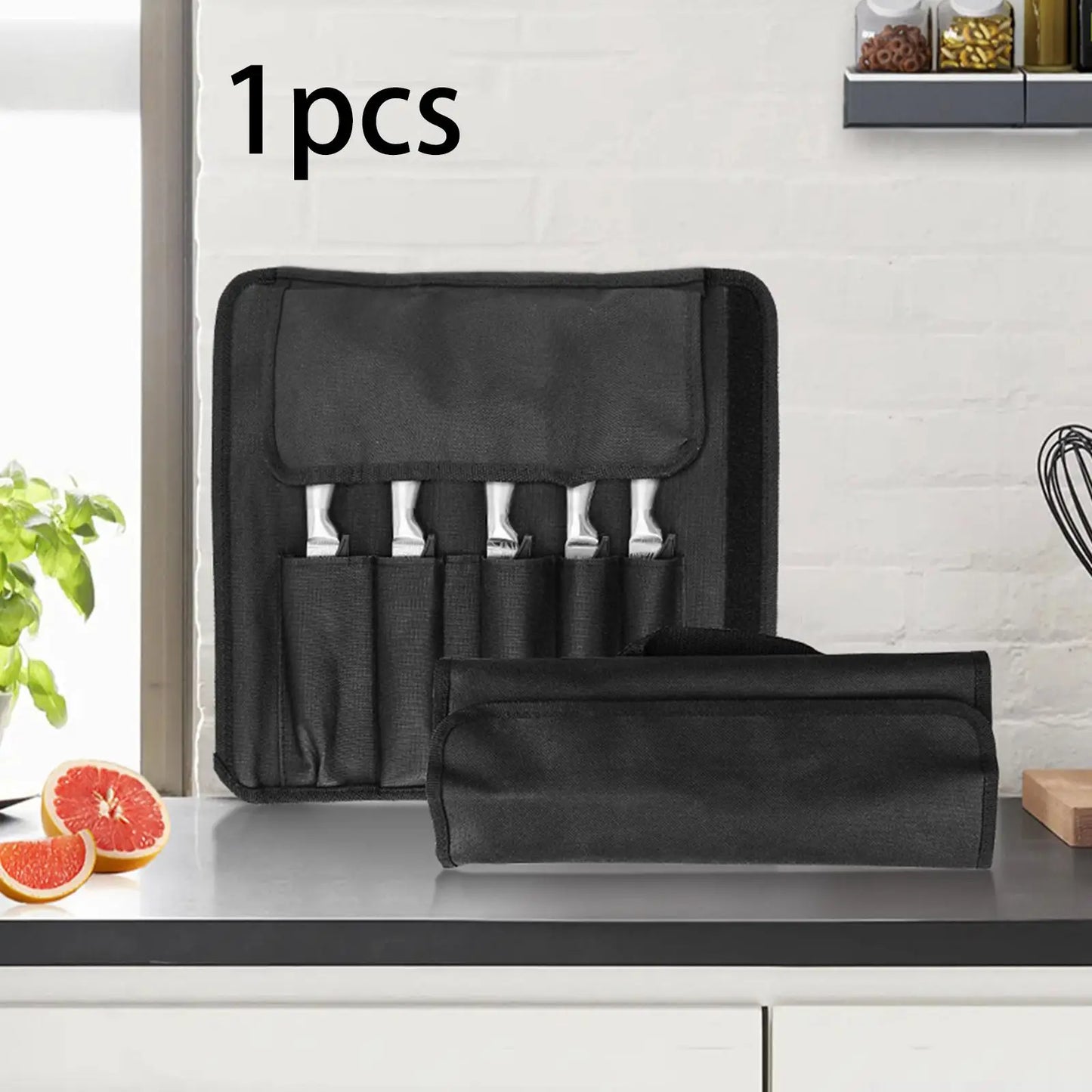 Chef Knife Storage Bag Roll-up Chef Bag Storage Pockets Cooking Gadgets Storage
