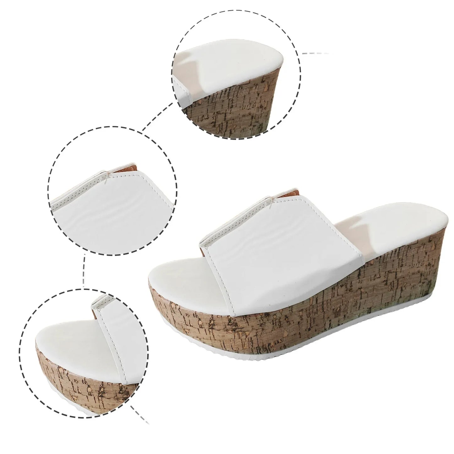 Wedges Slippers Summer Shoes for Women Leather Open Toe Beach Shoes Platform Slippers Women
