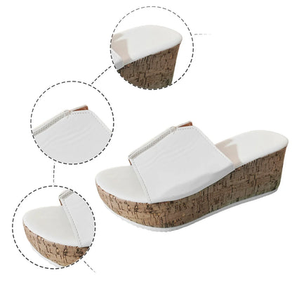 Wedges Slippers Summer Shoes for Women Leather Open Toe Beach Shoes Platform Slippers Women