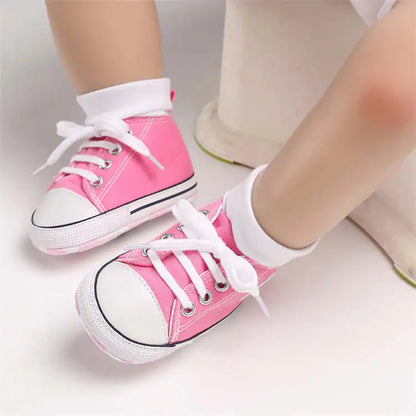 Baby Classic Canvas Sports Shoes Gender Free First Pair of Toddler Baby Shoes Non Slip Soft Soles Newborn Baby Crib Shoes