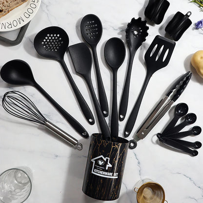 Pink 18Pcs Food Grade Silicone Kitchen Cookware Utensils Set