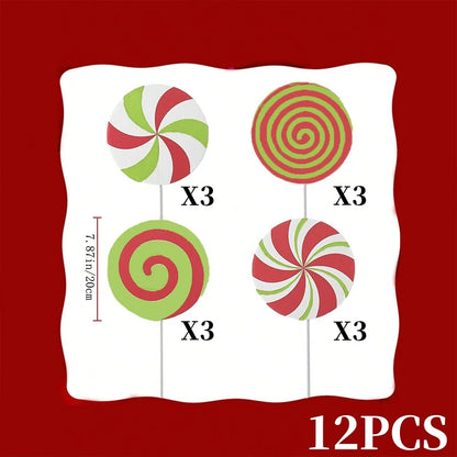 Christmas Party Decorations Xmas Tree Picks Large Peppermint Lollipop Christmas Picks for Tree Cute Candy Picks Ornaments