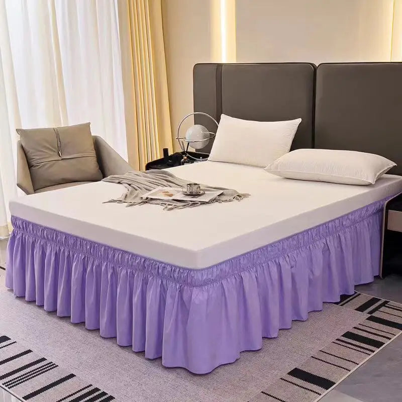 Pretty Comfort Ruffles Bed Skirts With Double Layers Elastic Belts-Wrinkle & Fade Resistant Fabric-15 and 18 Inch Height