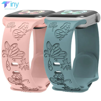 Engraved Strap for Apple Watch Ultra Band 2 49mm 45mm 44MM 38 40mm 41mm Floral Bracelet Fashion IWatch Series 9/8/7/6/5/4/3/se