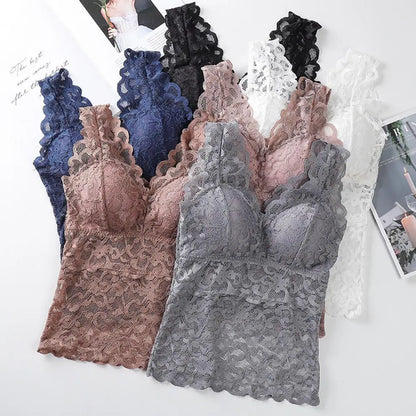 Women's Lace See-through Pads Tank