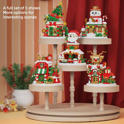Christmas Micro Building Block Series Santa Claus Reindeer Puzzle Assembling Bricks Table Decoration