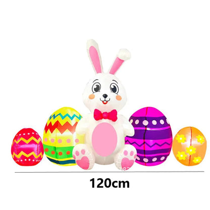 Easter Inflatable Outdoor Toys Easter Bunny Family Eggs Carrot with Build-in LEDs Blow Up Decorations for Party Yard Garden Lawn
