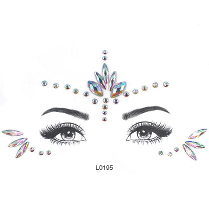 3D Sexy Face Tattoo Crystal Stickers Temporary Tattoos Glitter Fake Tattoo Rhinestones Masquerade Women Party Face Jewels Tattoo