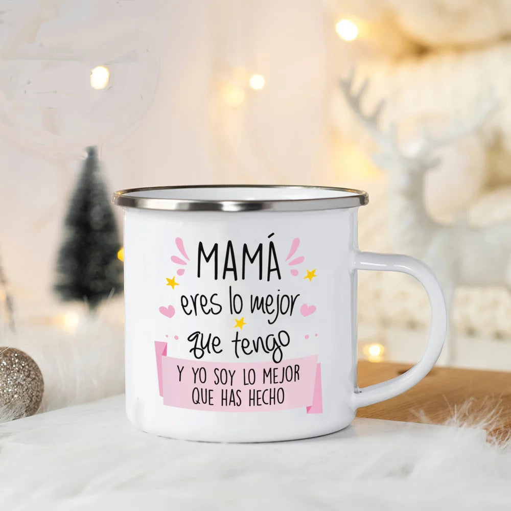 World's Best Dad and Mom Print Coffee Mug Unique Fathers Day Gift and Mothers Day Gifts Drink Wine Juice Tea  Enamel Mug Present