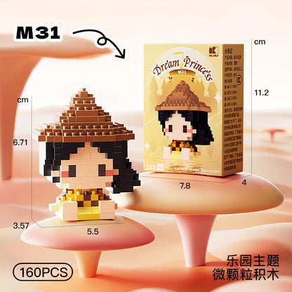 Disney Princess series Building Blocks Snow White Belle Animal Model Small Particles Assembled DIY Puzzle kids birthday gifts