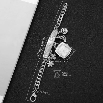 Women’s Luxury Bracelet Watch Set – Square Dial Quartz Wristwatch with Fashion Bracelet (No Box)