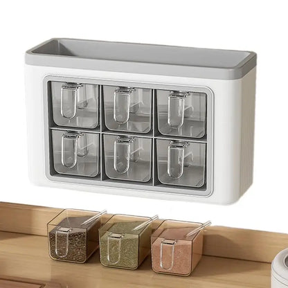 Wall-Mounted Seasoning Storage Box Kitchen Pepper Storage Box Adhesive Wall Mounted Condiment Jar Set For Home Kitchen