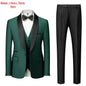 Men's Solid Color Suit Jacket Blazer Waistcoat Vest Pants Set M-6XL