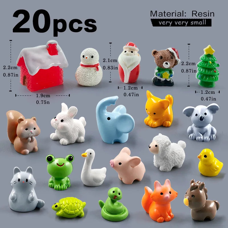 10Pcs Easter Rabbit Dinosaurs Capybara Duck Fox Pig Cat Turtle Frog Bird Figurine Miniature Fairy Garden Decoration Accessories