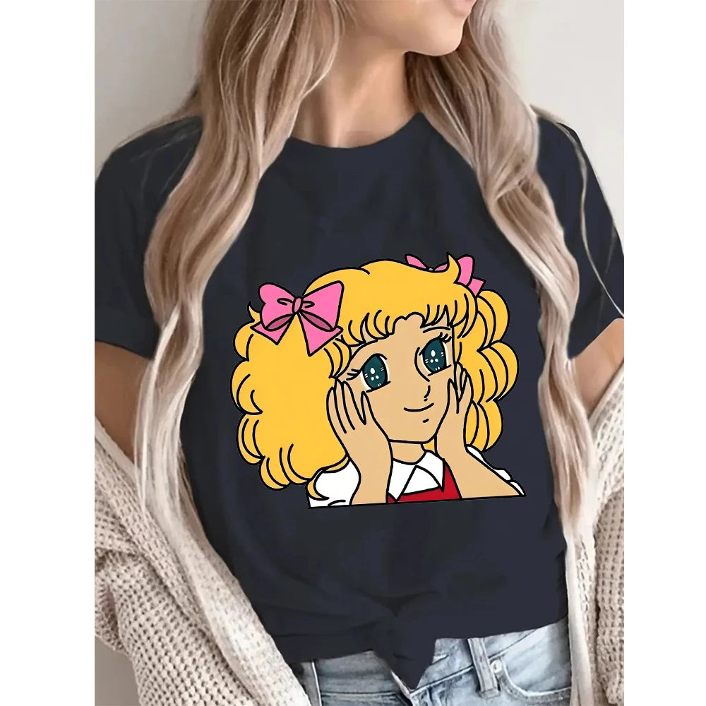 Candy Cartoon Print Streetwear T-shirt Harajuku Clothes Fashion Girls T Shirt Short Sleeve Summer Tee Casual Female O-Neck Top