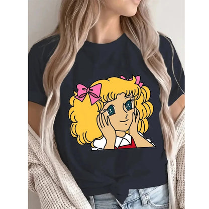 Candy Cartoon Print Streetwear T-shirt Harajuku Clothes Fashion Girls T Shirt Short Sleeve Summer Tee Casual Female O-Neck Top