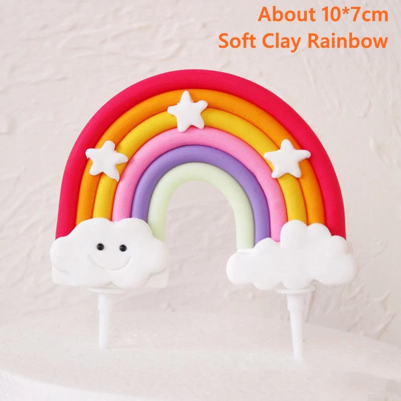 Smiling Face Cloud Rainbow Cake Topper Birthday Cake Baby Shower Kids Christening Birthday Party Wedding Cake Topper Decoratings