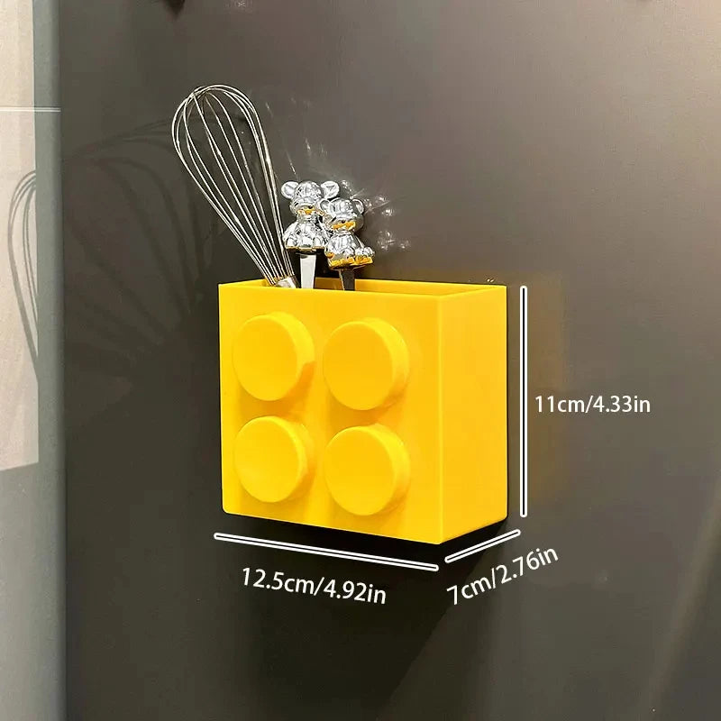 Magnetic Refrigerator Storage Box Tableware Container Creative Block-shaped Kitchen Organizer Holiday Themed Decor Tools