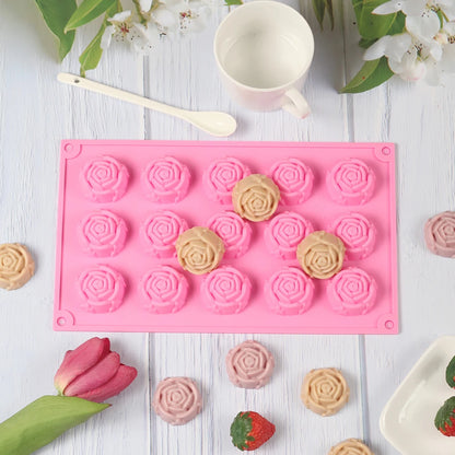 15 Cavity Rose Mold Silicone Chocolate Candy Mold DIY Dessert Pudding Cake Decoration Mould Rose Shape Ice Cube Making tools