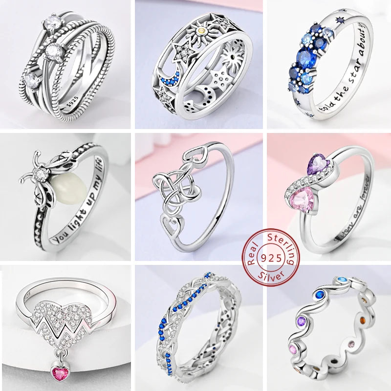 Rings Original 925 Sterling Silver Rings Simple Zircon Heart Ring For Wedding Valentine's Day Women Ring Jewelry Gift