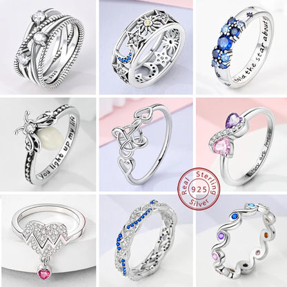 Rings Original 925 Sterling Silver Rings Simple Zircon Heart Ring For Wedding Valentine's Day Women Ring Jewelry Gift