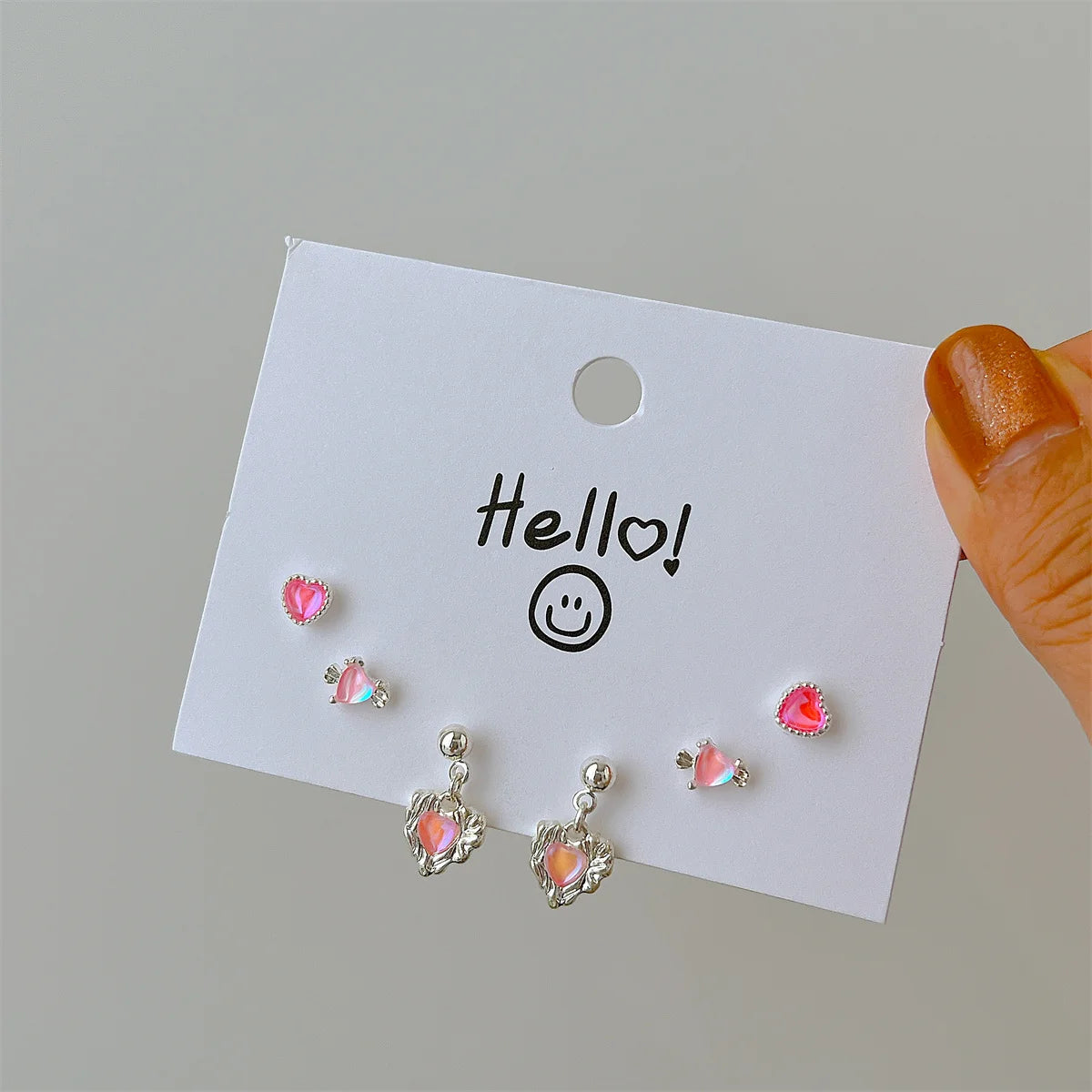 Pink Heart Stud Earrings f
