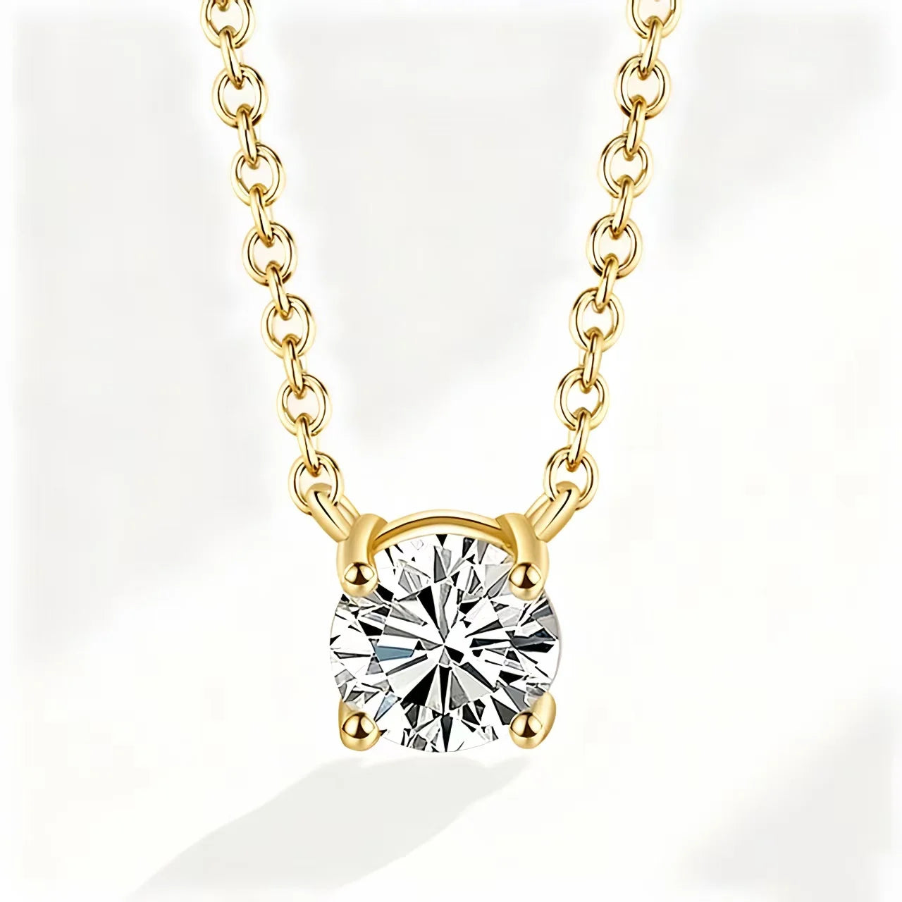 925 Sterling Silver 18K Gold-Plated Necklace Versatile Single Shiny Zircon Clavicle Chain Women's Wedding Jewelry