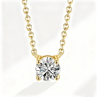 925 Sterling Silver 18K Gold-Plated Necklace Versatile Single Shiny Zircon Clavicle Chain Women's Wedding Jewelry