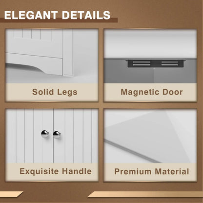 Corner Storage Cabinet 2 Door 3 Tier Shelves Freestanding Bathroom Living Room Bedroom Kitchen White, Customized