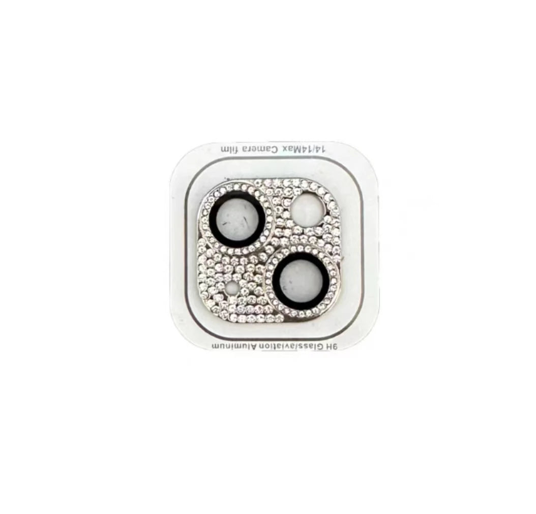 Luxury Camera Lens Film for IPhone 12/ 13/14 /15 Pro Max Mini 14 Plus Metal Glitter Diamond