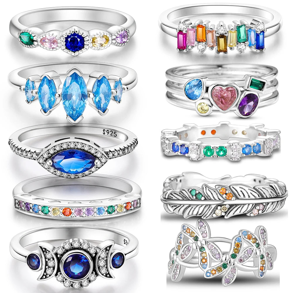925 Sterling Silver Ring – Colorful Cubic Zirconia Women’s Wedding & Engagement Jewelry