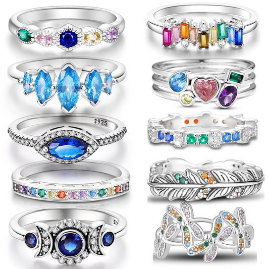 925 Sterling Silver Ring – Colorful Cubic Zirconia Women’s Wedding & Engagement Jewelry